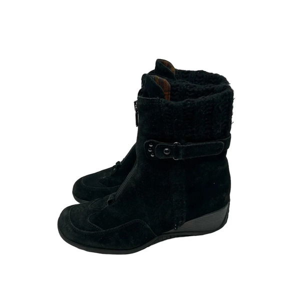 Aquatalia Snow Boots Winter‎ Weatherproof Suede Zip Front Combat Black Size 7.5 - Picture 5 of 12